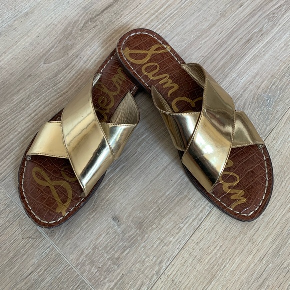 Sam Edelman Shoes - Sam Edelman Gold Metallic Slide Sandals 8